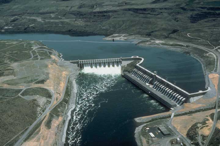 Aerial view of Chief Joseph Dam, WA